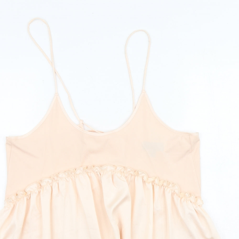 Topshop Womens Pink Polyester Basic Tank Size 8 Round Neck