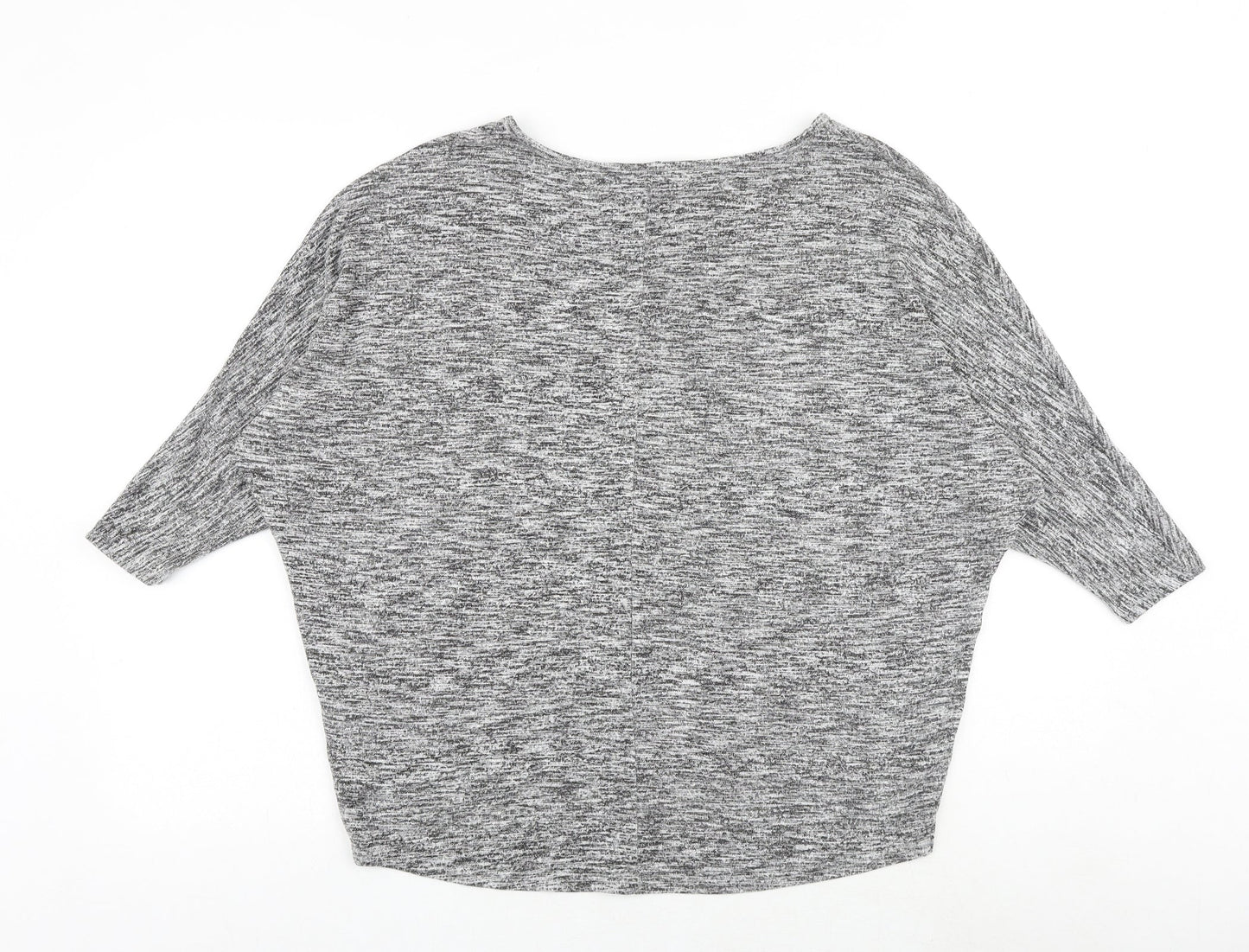 New Look Womens Grey Geometric Viscose Basic Blouse Size S Round Neck