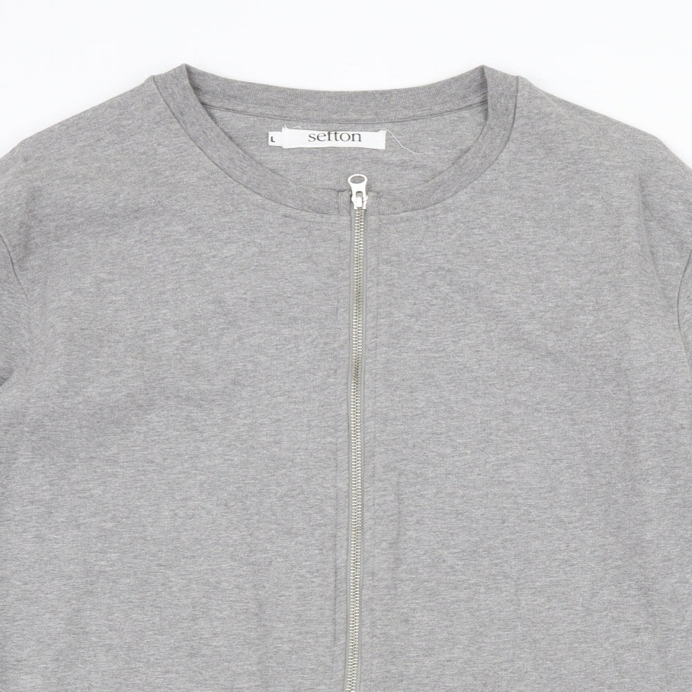 Setton Mens Grey Polyester Full Zip Sweatshirt Size L Zip