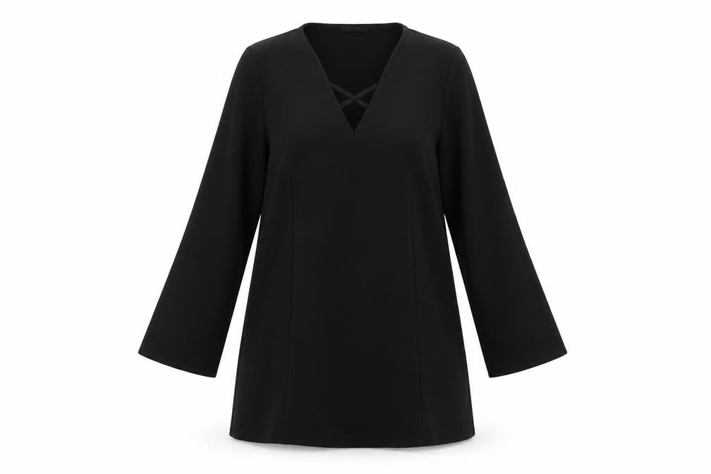 Boohoo Womens Black Polyester A-Line Size 12 V-Neck Pullover