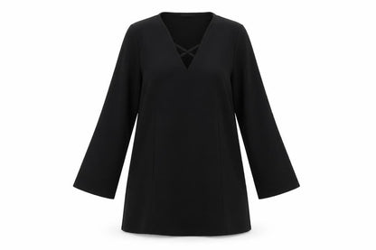 Boohoo Womens Black Polyester A-Line Size 12 V-Neck Pullover
