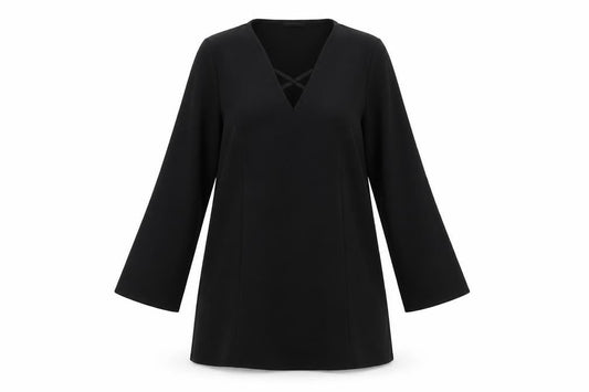 Boohoo Womens Black Polyester A-Line Size 12 V-Neck Pullover