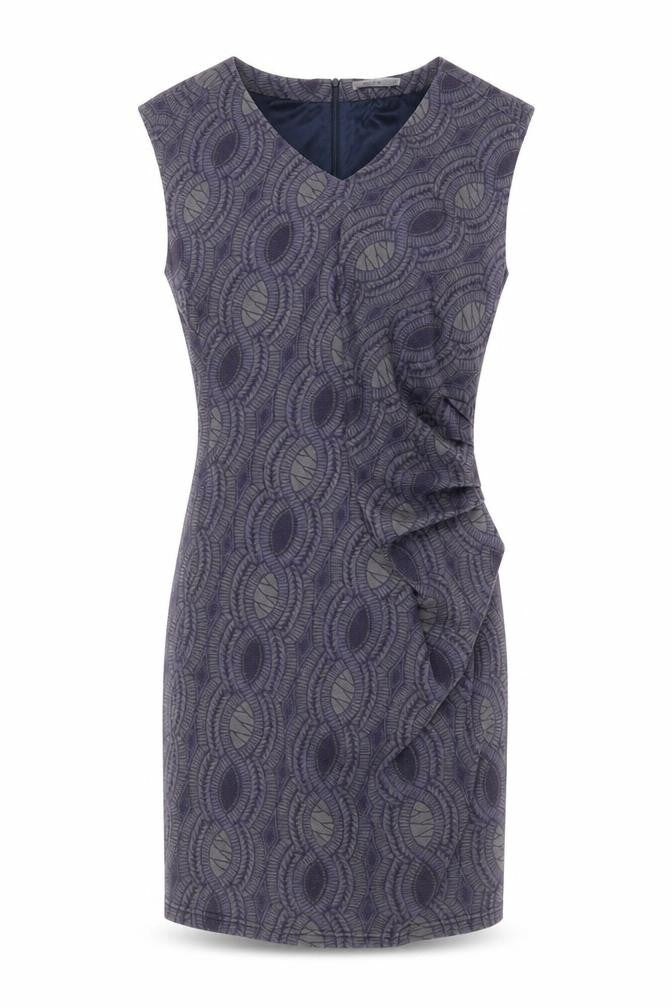 Kaffe Womens Grey Geometric Polyester A-Line Size XL V-Neck Zip