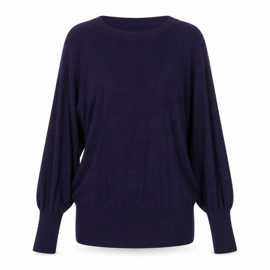 Kaliko Womens Purple Round Neck Cotton Pullover Jumper Size M