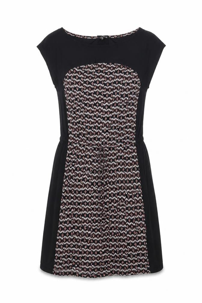 Warehouse Womens Black Geometric Viscose A-Line Size 8 Round Neck Pullover