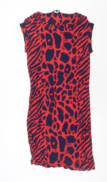 Next Womens Multicoloured Animal Print Viscose A-Line Size 6 Round Neck Pullover - Leopard Pattern