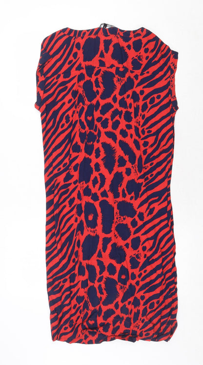 Next Womens Multicoloured Animal Print Viscose A-Line Size 6 Round Neck Pullover - Leopard Pattern