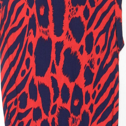 Next Womens Multicoloured Animal Print Viscose A-Line Size 6 Round Neck Pullover - Leopard Pattern
