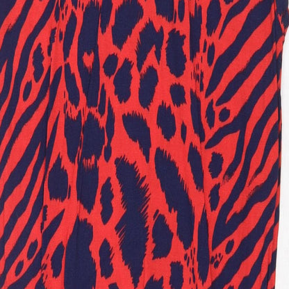Next Womens Multicoloured Animal Print Viscose A-Line Size 6 Round Neck Pullover - Leopard Pattern
