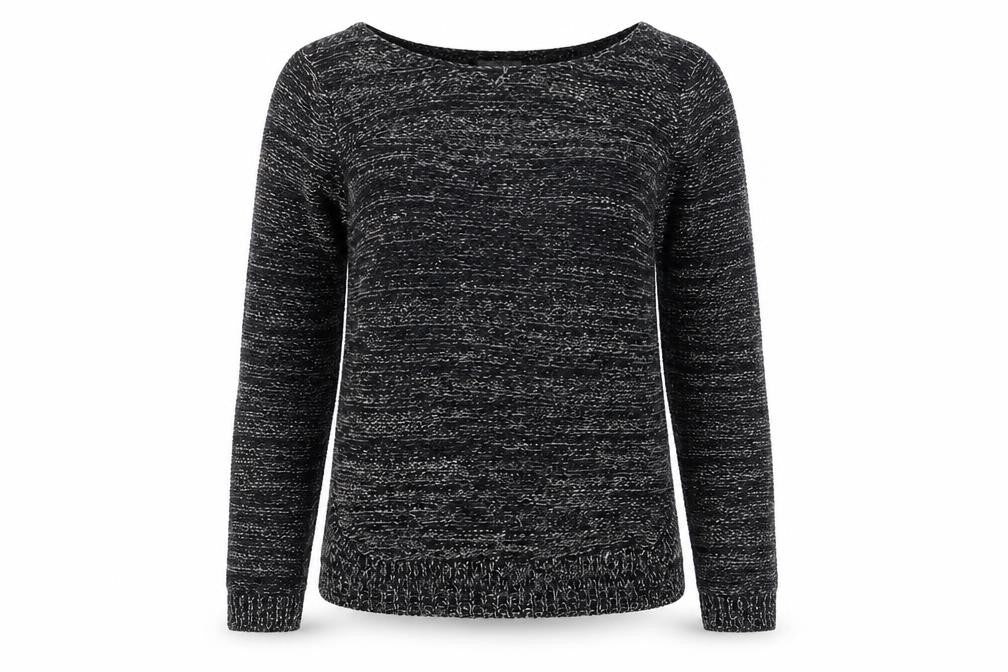VILA Womens Black Round Neck Geometric Acrylic Pullover Jumper Size S