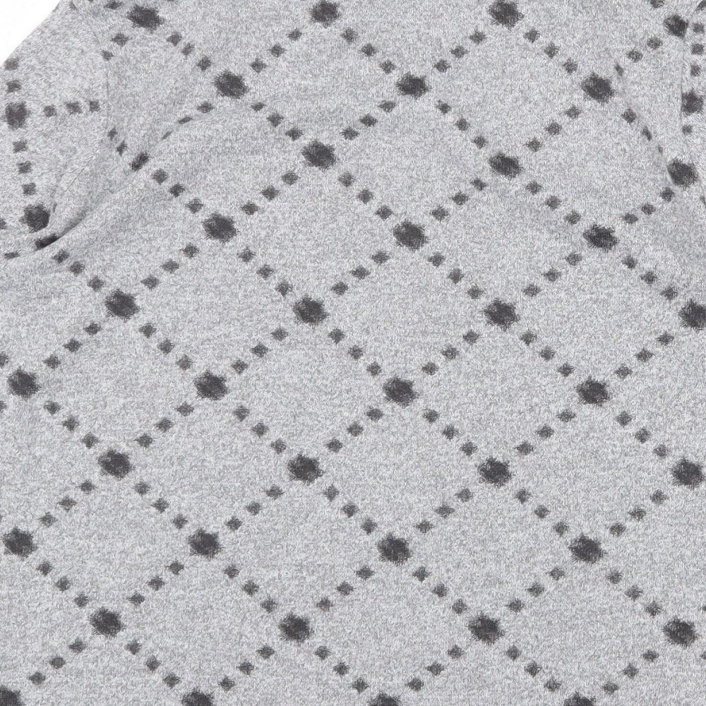 Marks and Spencer Womens Grey Round Neck Geometric Polyester Pullover Jumper Size 12