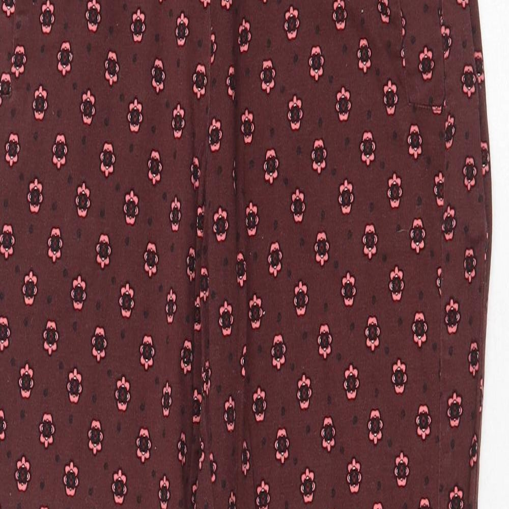 Dorothy Perkins Womens Red Geometric Cotton Skinny Jeans Size 12 Regular Zip