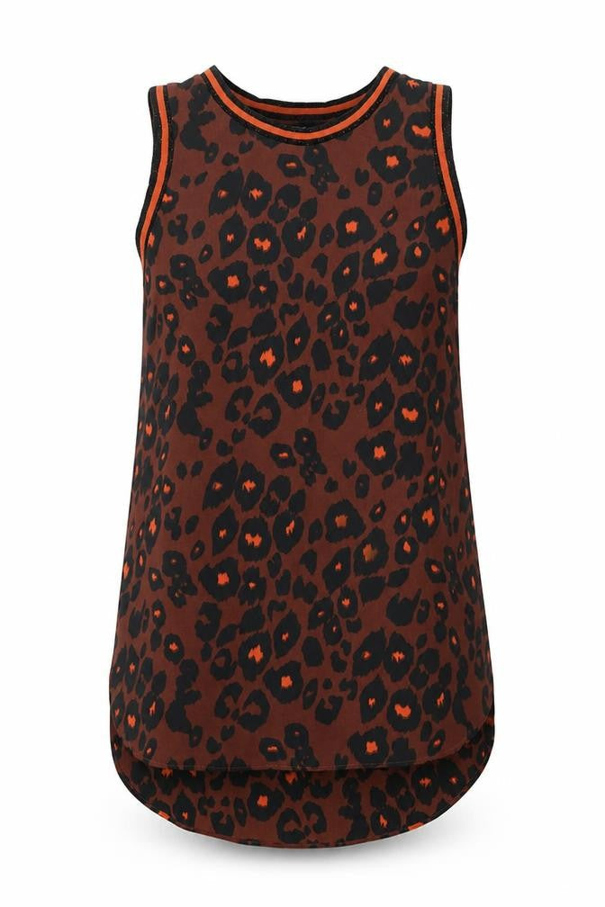 NEXT Womens Brown Animal Print Polyester A-Line Size 6 Round Neck Pullover - Leopard Pattern