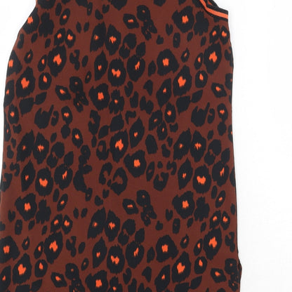 Next Womens Brown Animal Print Polyester A-Line Size 6 Round Neck Pullover - Leopard Pattern