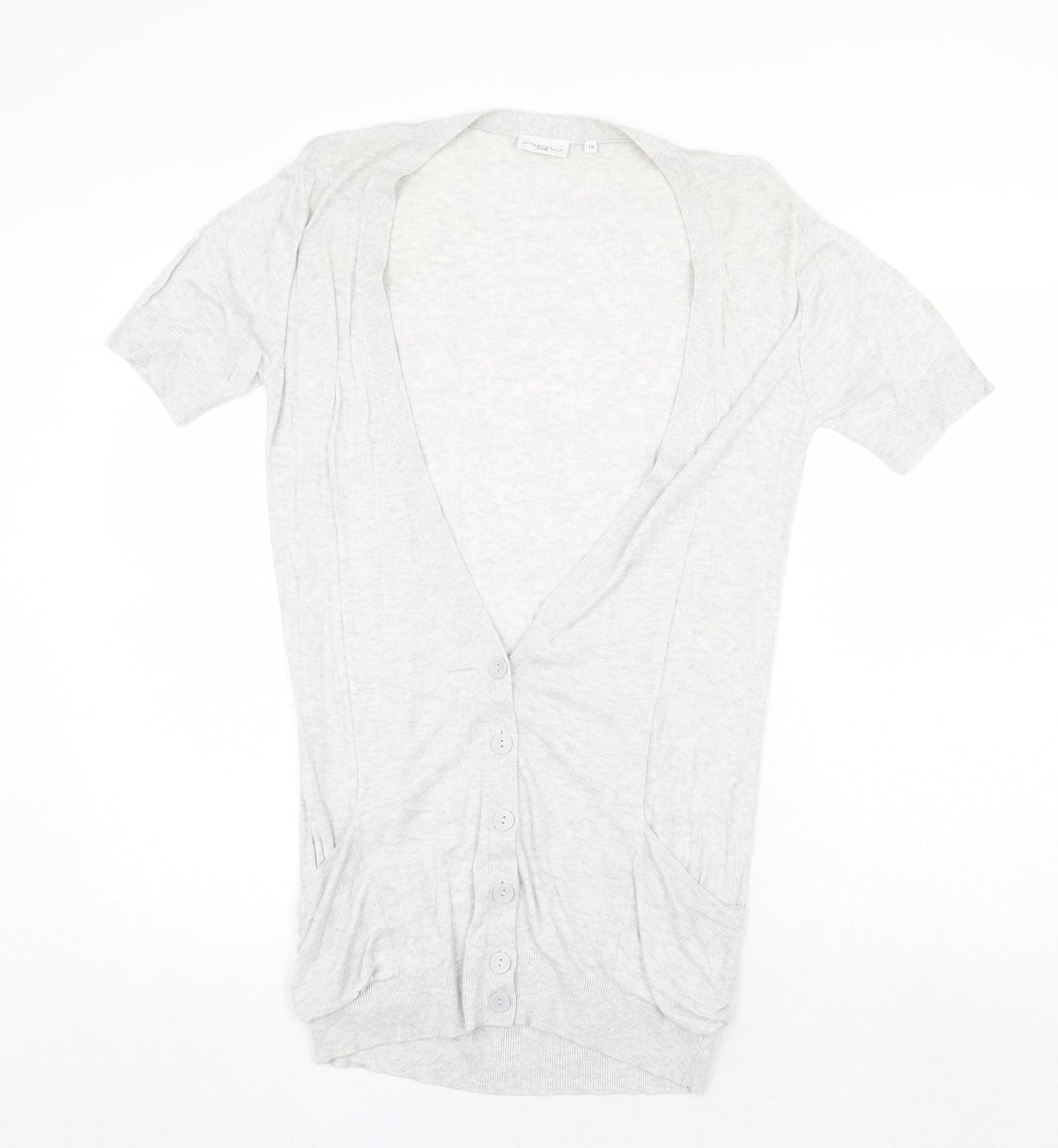 New Look Womens Grey V-Neck Viscose Cardigan Jumper Size 10 Button