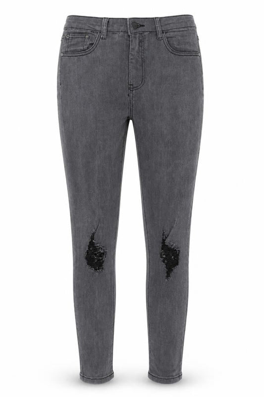 PRETTYLITTLETHING Womens Grey Cotton Skinny Jeans Size 10 Regular Zip
