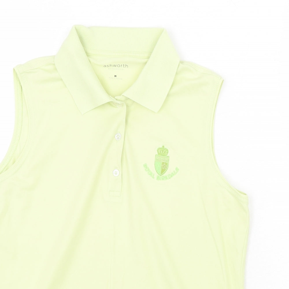 Ashworth Womens Green Cotton Basic Tank Size M Collared