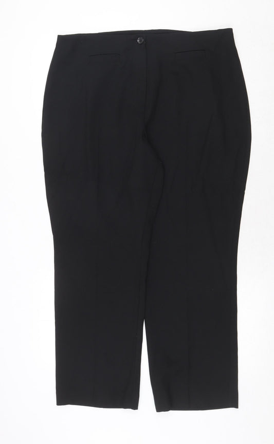 Marks and Spencer Womens Black Polyester Trousers Size 18 Regular Zip