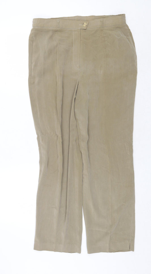 Gerry Weber Womens Brown Polyester Trousers Size 16 Regular Zip