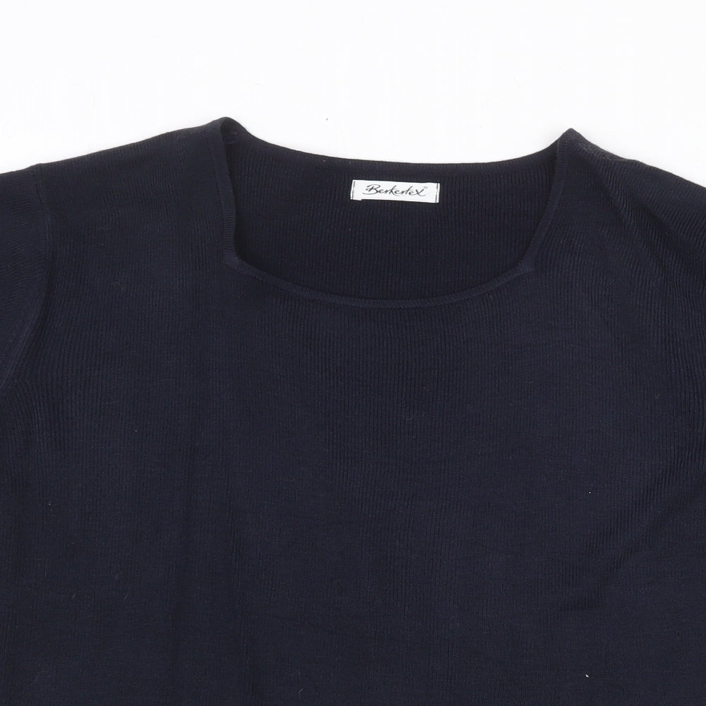 Berketex Womens Blue Round Neck Acrylic Pullover Jumper Size 14