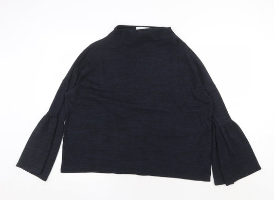 Just Womens Blue High Neck Polyester Pullover Jumper Size S