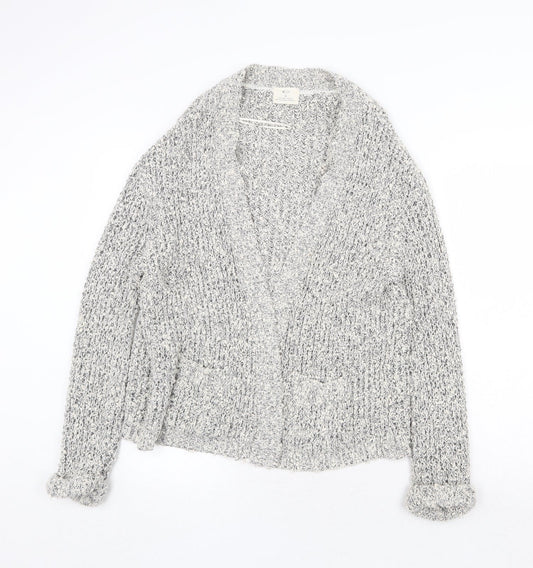 H&M Womens Grey V-Neck Acrylic Cardigan Jumper Size S