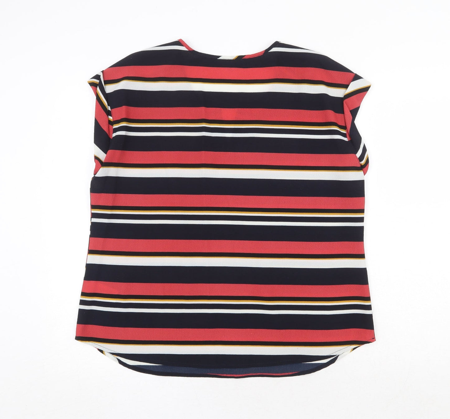 Cleo Womens Multicoloured Striped Polyester Basic Blouse Size L Round Neck