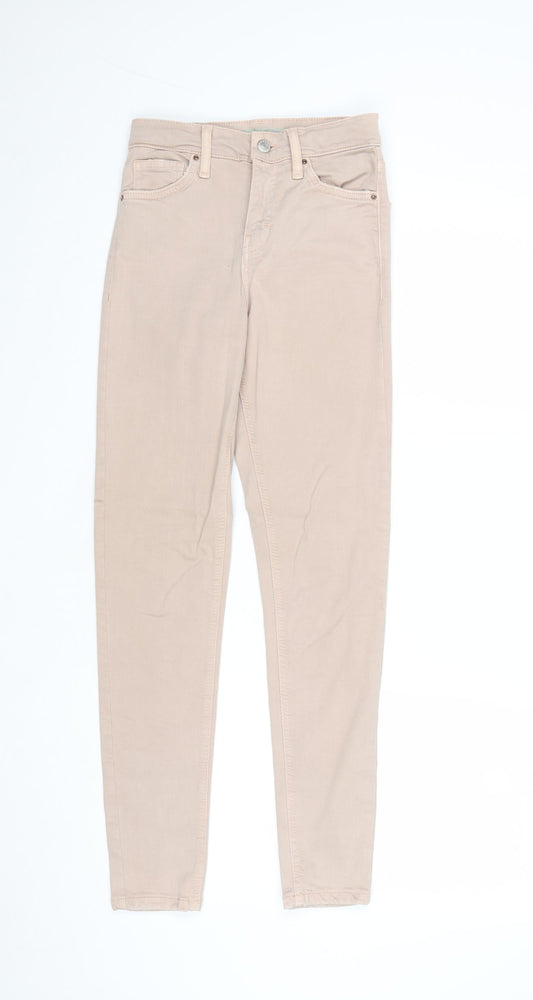 Topshop Womens Beige Cotton Skinny Jeans Size 25 in Regular Zip