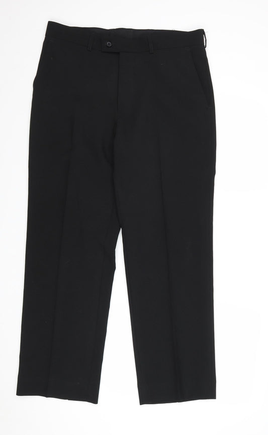 Debenhams Womens Black Polyester Dress Pants Trousers Size 32 Regular Zip