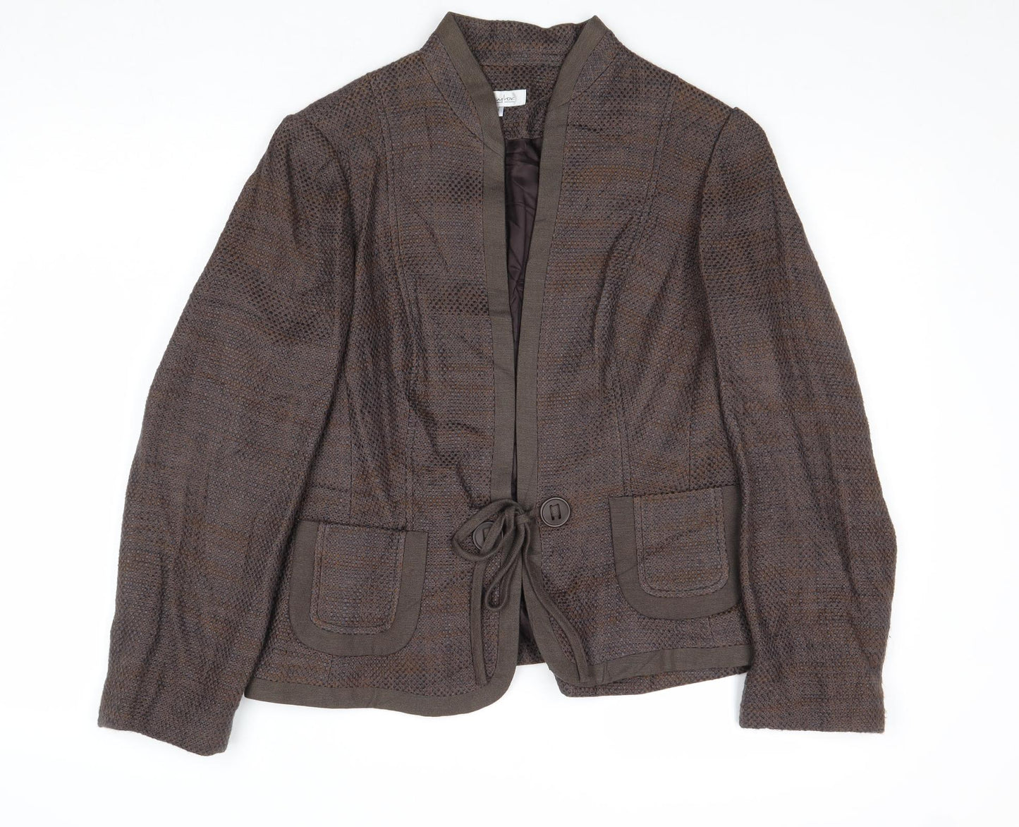 Debenhams Womens Brown Geometric Jacket Blazer Size 14 Tie