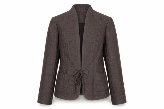 Debenhams Womens Brown Geometric Jacket Blazer Size 14 Tie