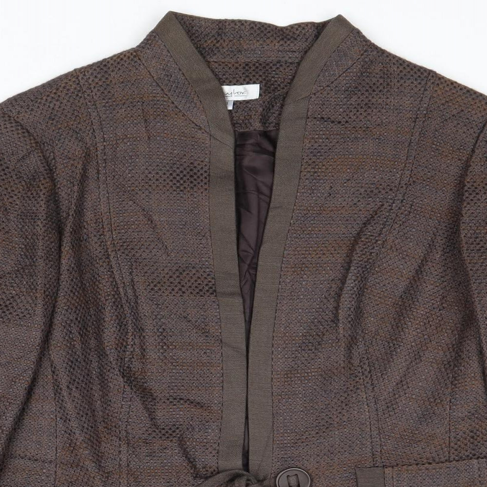 Debenhams Womens Brown Geometric Jacket Blazer Size 14 Tie