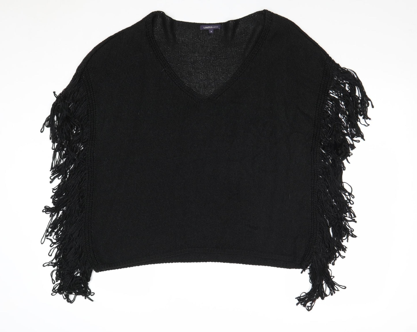 Marks and Spencer Womens Black V-Neck Acrylic Pullover Jumper Size 10