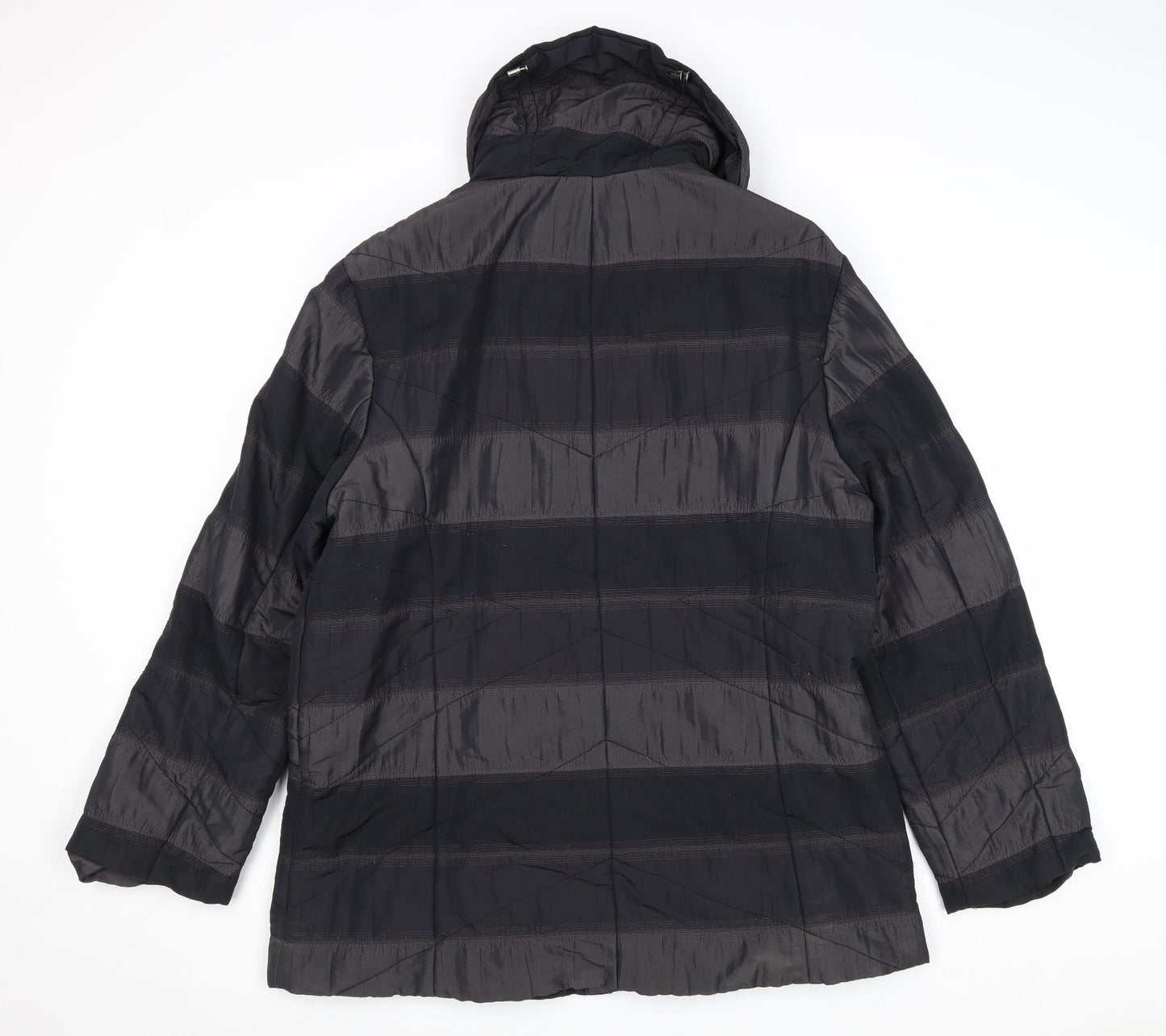 Frandsen Womens Black Striped Jacket Size 12 Zip