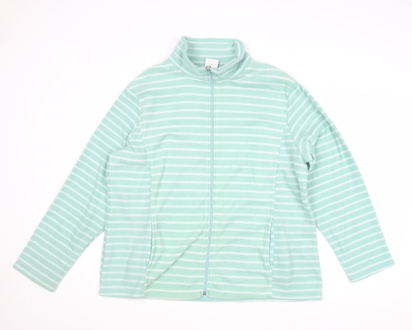 Anne De Lancay Womens Green Striped Jacket Size L Zip