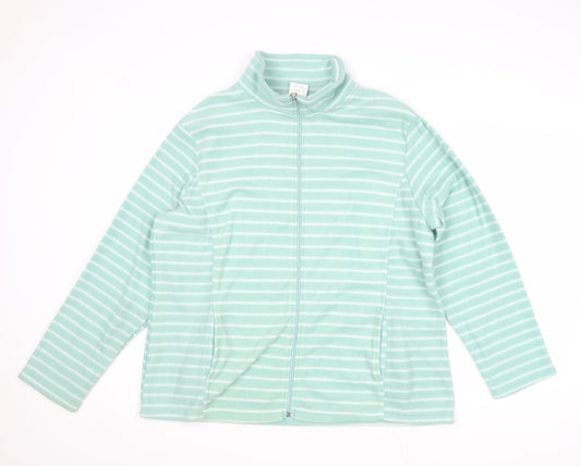 Anne De Lancay Womens Green Striped Jacket Size L Zip