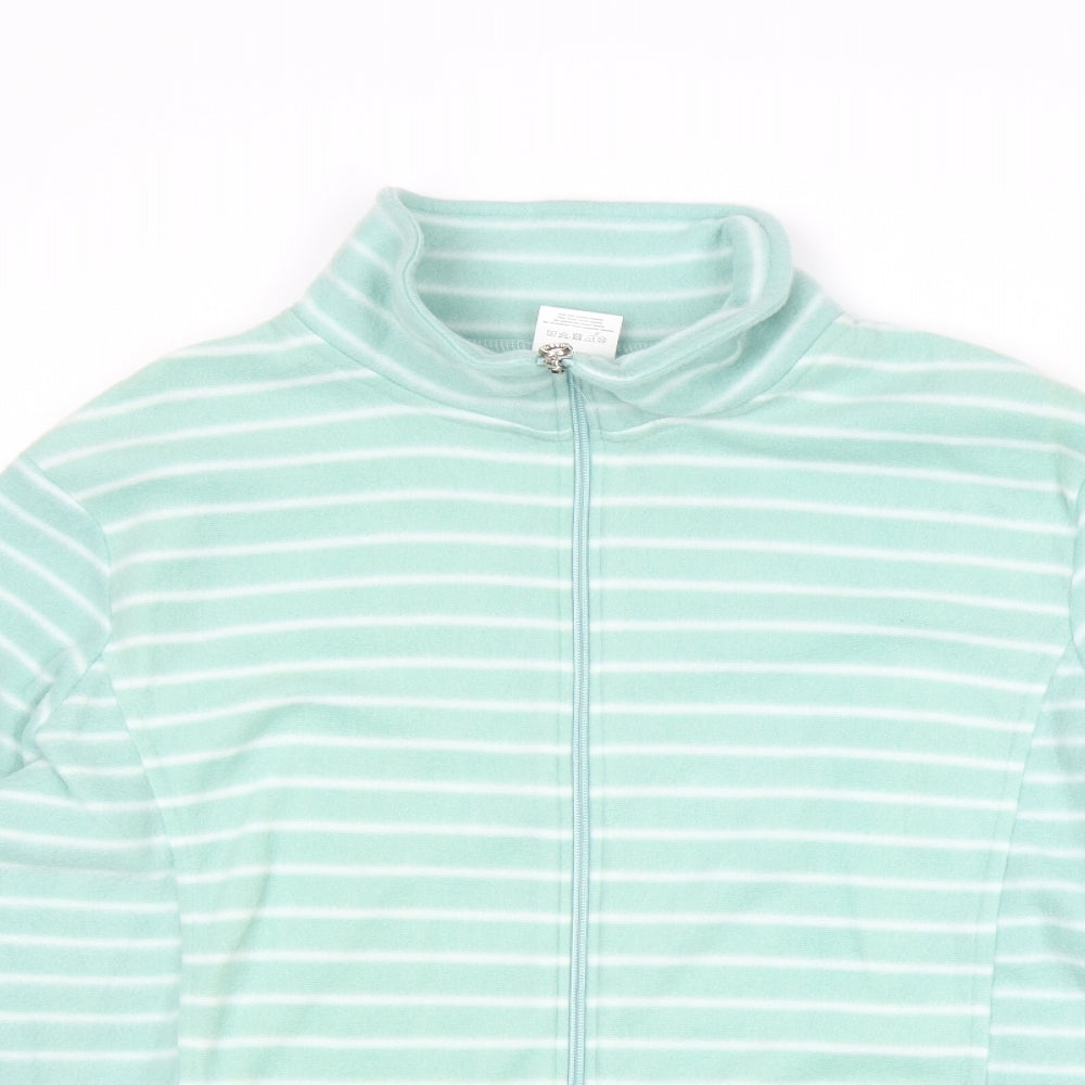 Anne De Lancay Womens Green Striped Jacket Size L Zip