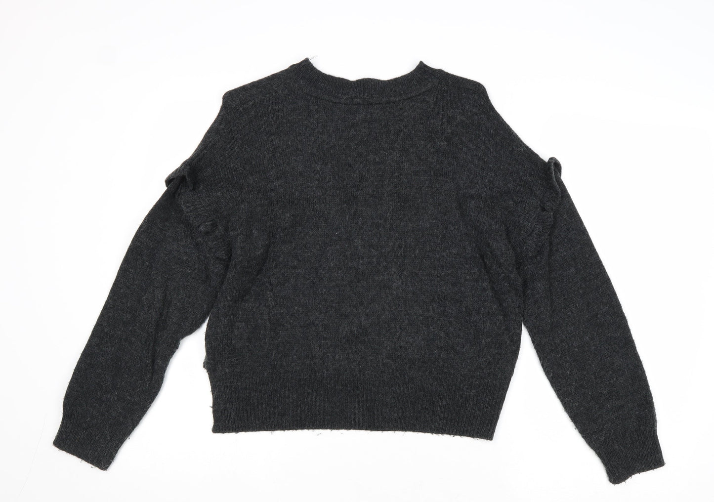 Cooperative Womens Grey Round Neck Acrylic Pullover Jumper Size XS