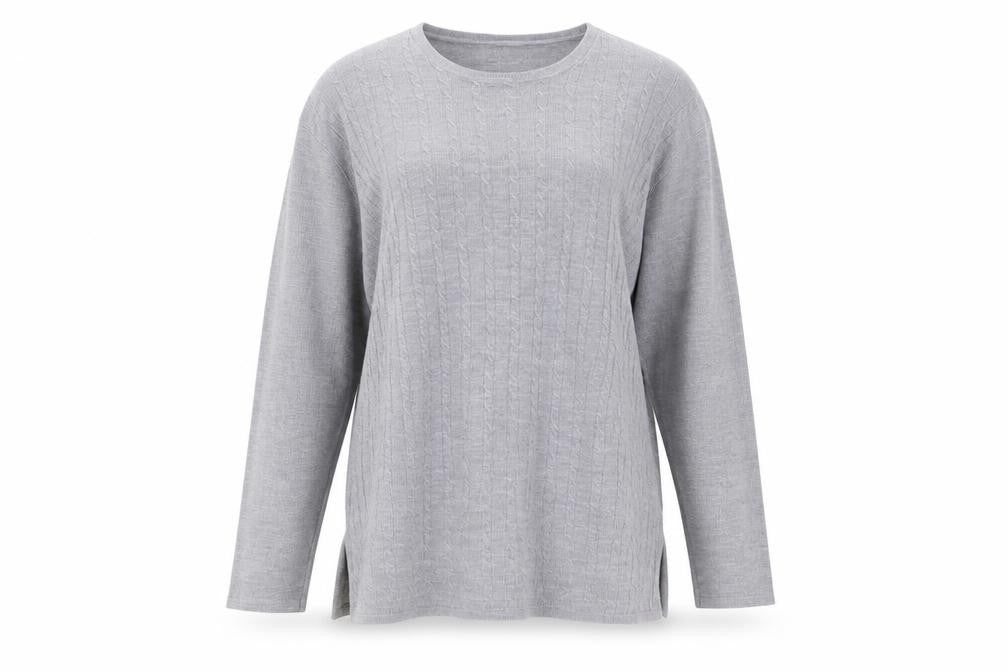 X.Y.Z Womens Grey Round Neck Acrylic Pullover Jumper One Size