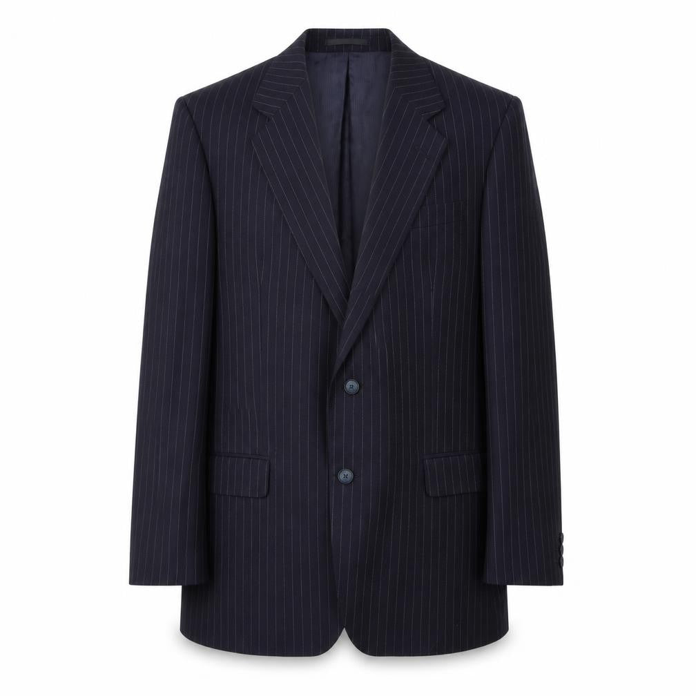 St Michael Mens Blue Striped Wool Jacket Suit Jacket Size 40 Regular