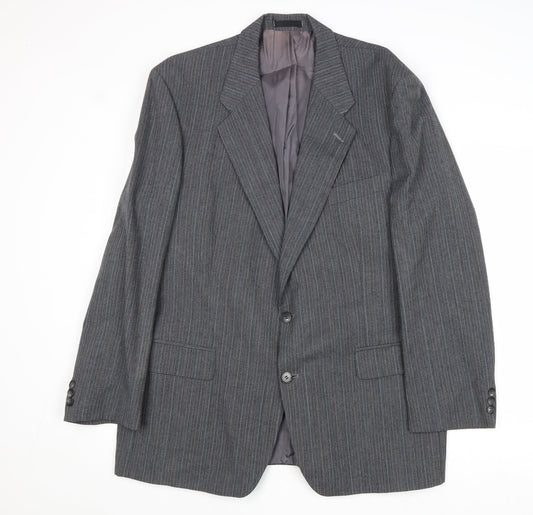 St Michael Mens Grey Striped Polyester Jacket Suit Jacket Size 44 Regular