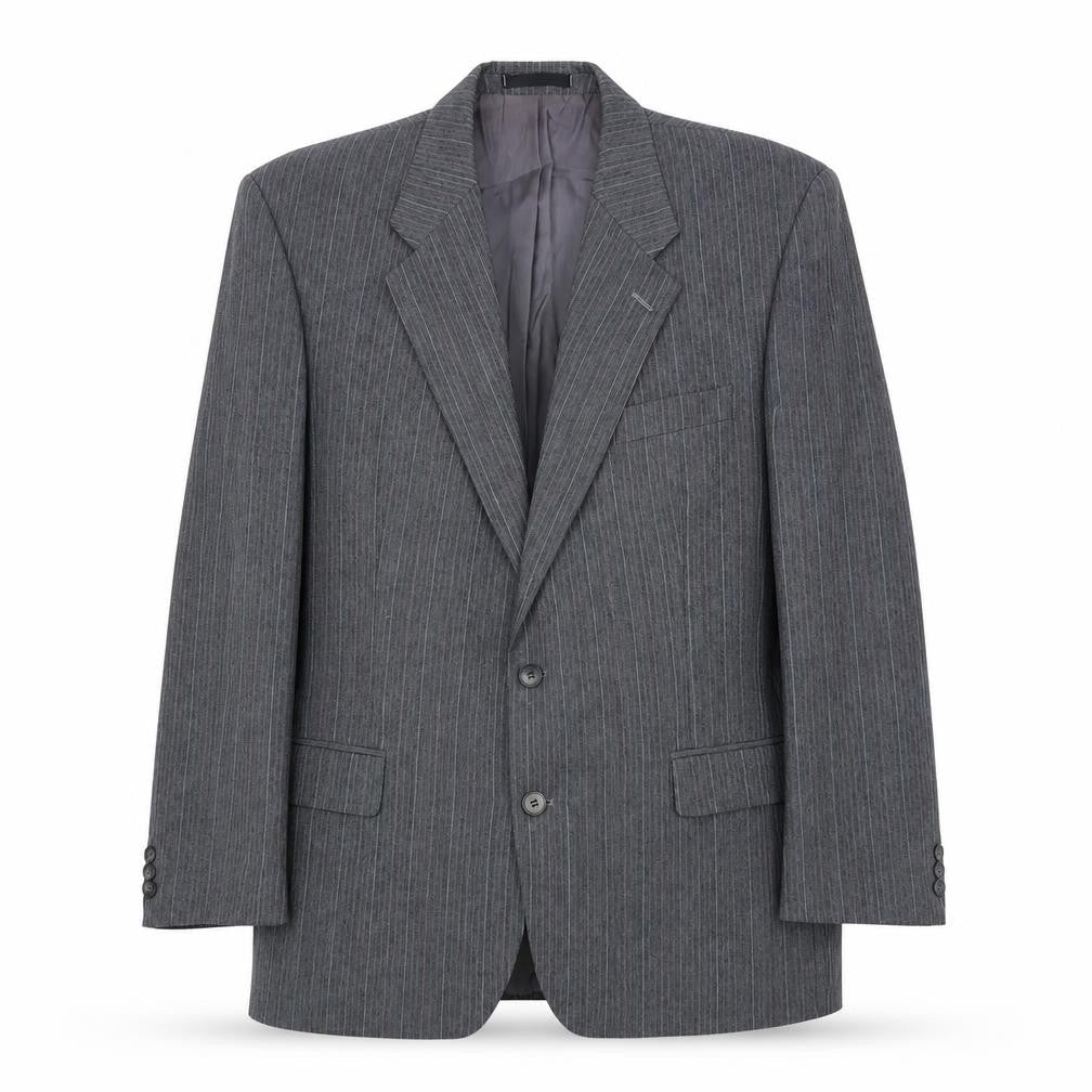 St Michael Mens Grey Striped Polyester Jacket Suit Jacket Size 44 Regular