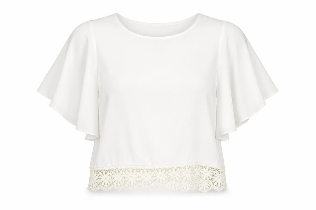 New Look Womens Ivory Polyester Basic Blouse Size 8 Round Neck