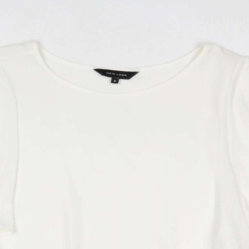New Look Womens Ivory Polyester Basic Blouse Size 8 Round Neck