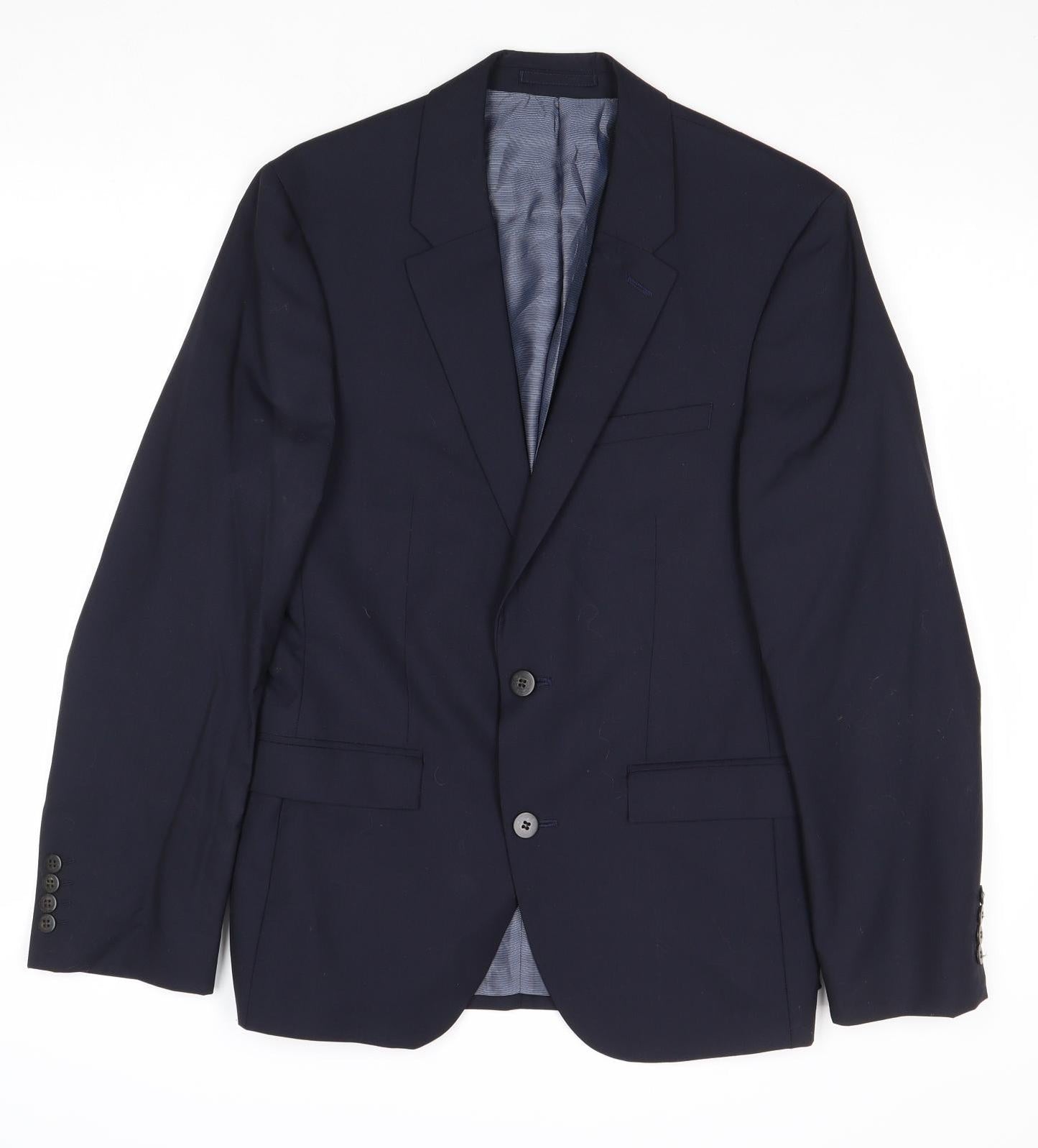 Autograph Mens Blue Wool Jacket Suit Jacket Size 36 Regular