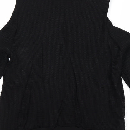 H&M Womens Black Viscose Basic Blouse Size 10 Round Neck - Cold Shoulder