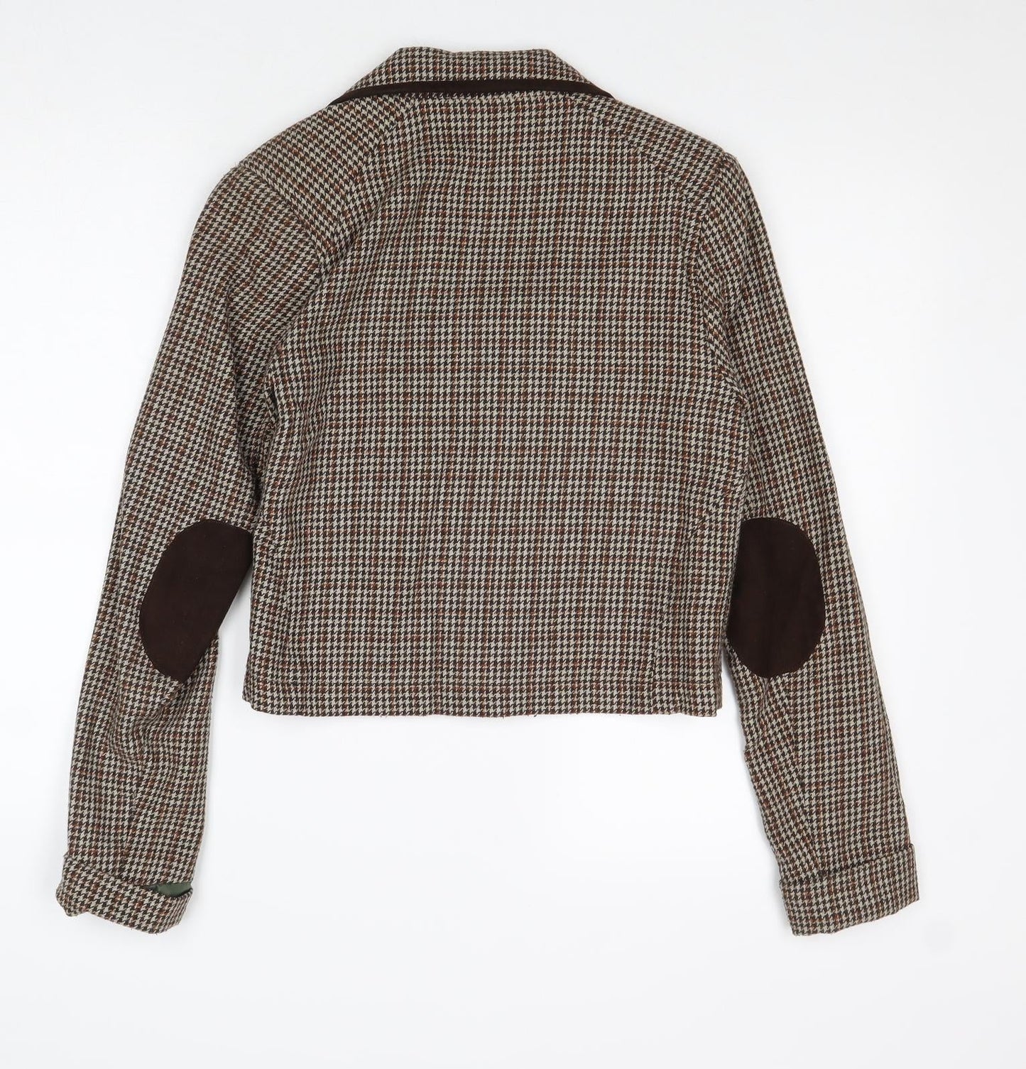 Love Label Womens Brown Geometric Jacket Blazer Size 8 Button