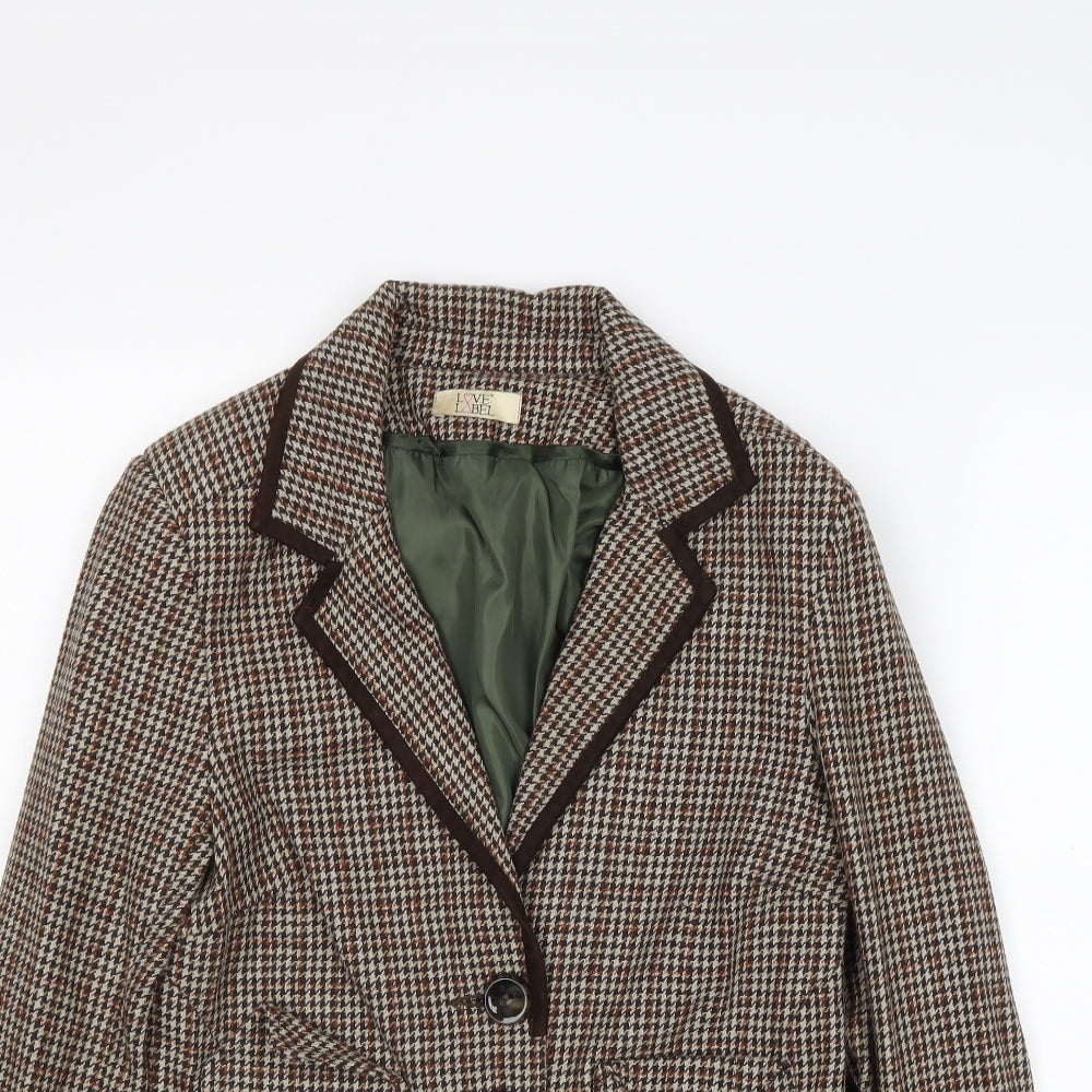 Love Label Womens Brown Geometric Jacket Blazer Size 8 Button