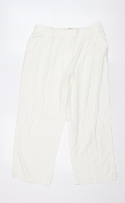 Agenda Womens White Polyester Trousers Size 14 Regular