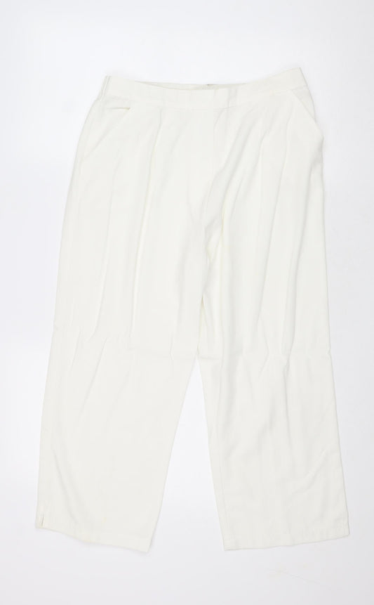 Agenda Womens White Polyester Trousers Size 14 Regular